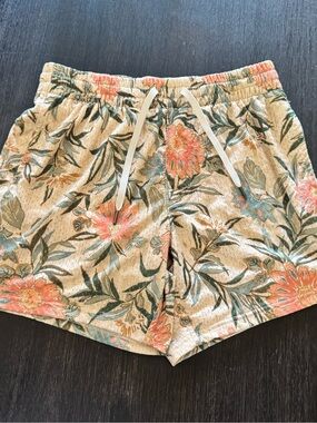 American Eagle Outfitters Floral Athletic Shorts - Beige, Coral, Green